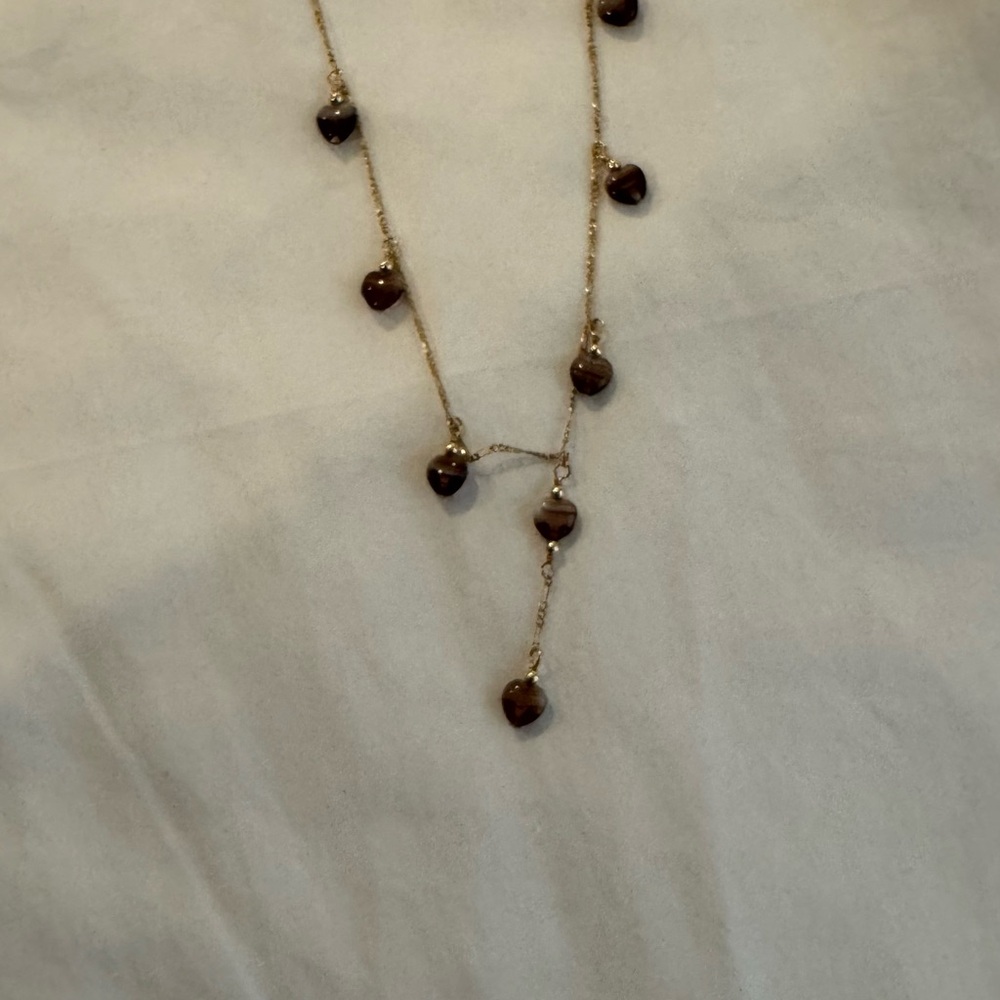 14 Kt Gold Filled Elegant Gold and Brown Heart Necklace